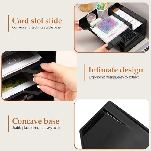 DoubleFill 8 Pcs Stackable Letter Tray Plastic Paper Tray, Black - Image 4