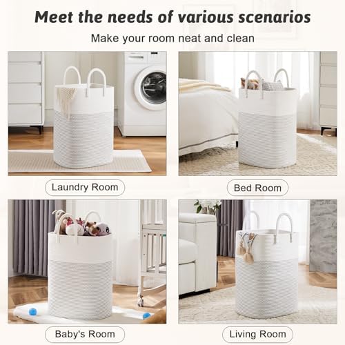 Artfeel Laundry Basket,Woven Cotton Rope Laundry Hamper,40L Versatile Storage for Dirty Clothes,Baby Toys,and Blankets in Bathroom, Nursery,and Living Room - Image 5