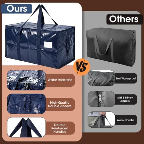 6Pcs Heavy Duty Extra Large Moving Bags Storage Totes Fold Flat Deeplyblue - Image 2