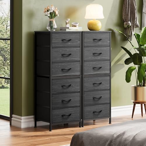 WLIVE Tall Dresser for Bedroom, 6 Drawer Chest of Drawers, Black Wood Grain - Image 4