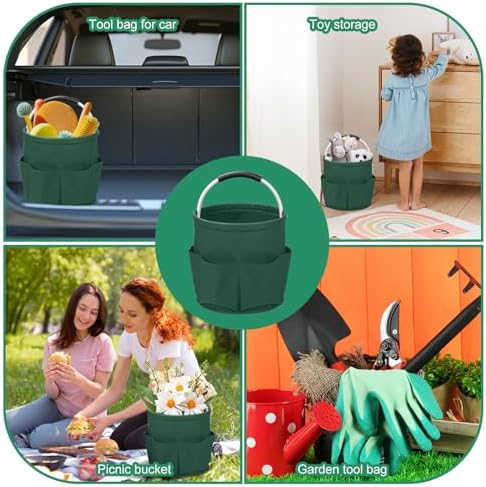 Cleaning Caddy for Cleaning Supplies,17L Cleaning Supply Caddy with Handle Foldable Cleaning Supplies Organizer Bucket Cleaning Products Organizers for Home, Garden (Grass Green) - Image 7