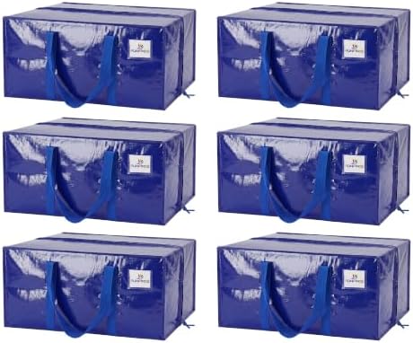 6 Pack Extra Large Moving Sturdy & Durable Storage Bags by Funifinds