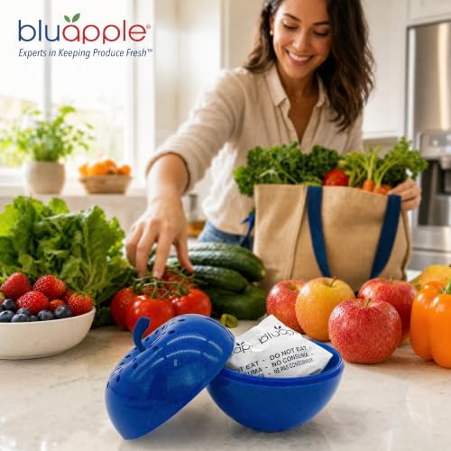 Bluapple Produce Saver Ethylene Gas Absorber - Fresh Fruit & Vegetable Storage for Refrigerator, Each Packet Lasts 3 Months, Produce Storage, BPA Free - Combo Pack (8 Packets & 2 Bluapples for 1 Year) - Image 7