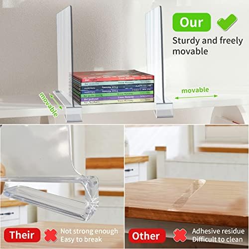 Acrylic Shelf Dividers, 4 Pack Clear Organizers for Closet Organization - Image 5