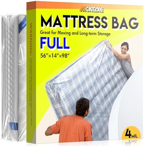 Axgatoxe Plastic Mattress Bag for Moving Storage, Full Size (4MIL) by AXgatoxe