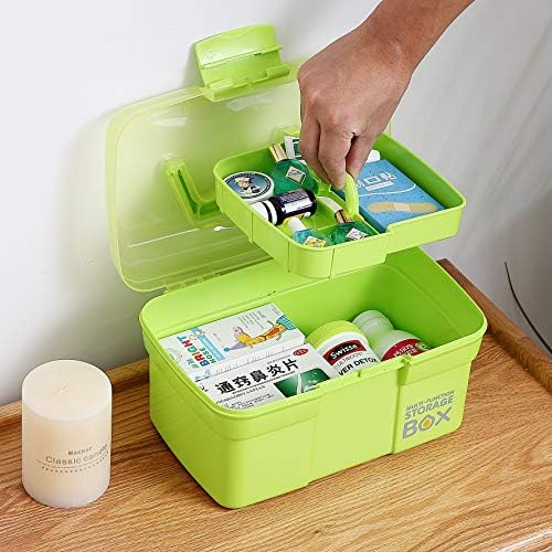 Kinsorcai 11'' Plastic Storage Box with Removable Tray, Multipurpose Organizer and Storage Case for Art Craft and Cosmetic (Green) - Image 5