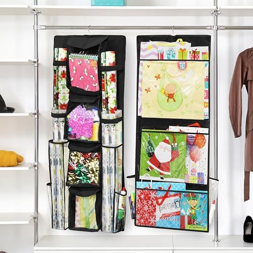 Simple Houseware Double-Sided Hanging Gift Wrap Organizer, Black (Set of 1) - Image 5