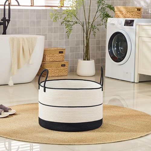 KAKAMAY Large Blanket Basket with Handles, Storage Basket for Living Room - Image 6