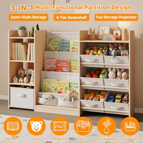 GITAWUSA Toy Organizer and Storage, Kids Bookshelf with 7 Bins, 51.4" W - Image 3