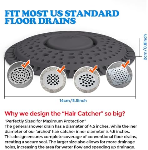Zaa Shower Drain Hair Catcher Silicone Flat Floor Strainer Protector - Image 6