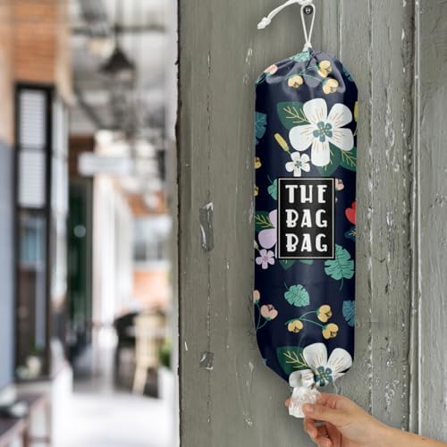 Flowers Plastic Bag Organizer,Reusable Grocery Country Style Plastic Bag Dispenser ​for Home Kitchen Travelling Camping Decor, use 1 Pack，Flowers Pattern - Image 6