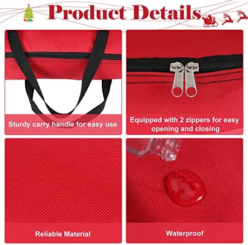 Oudain Pop up Christmas Tree Storage Bag Large, 30 x 30 x 4.3 Inch, Red - Image 3