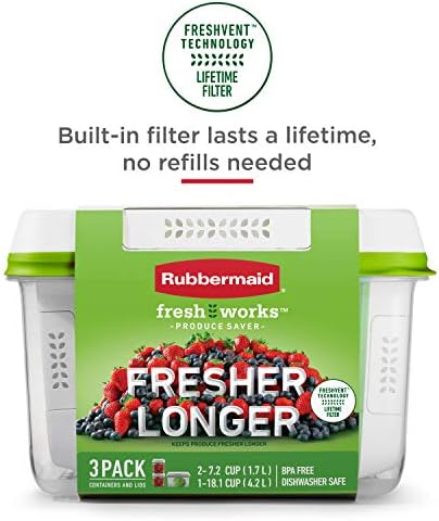 Rubbermaid FreshWorks Produce Saver, Large Produce Storage Containers, 4 Piece Set - Image 4