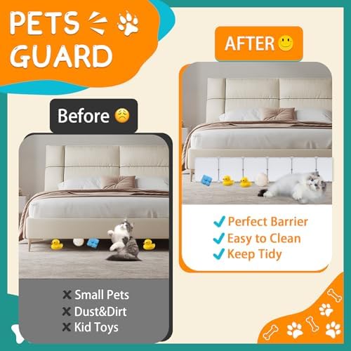 21 Pack Under Bed & Couch Blocker for Pets and Toys - 249" Length, 11.8" Height for One Side of Queen Bed | Includes Sticky Tape, Connectors & Zip Ties - White - Image 4