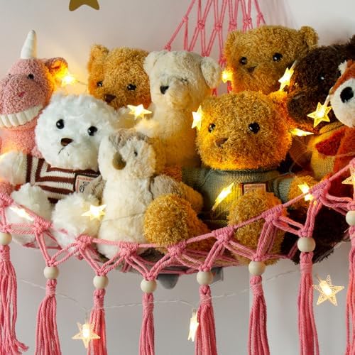 Stuffed Animal Toy Storage Hammock with LED Light,Plushie Net for RoomDecor - Image 4