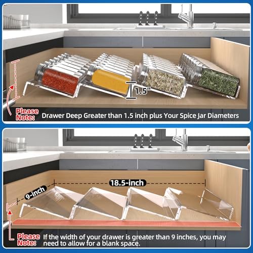 MIUKAA Clear Spice Drawer Organizer, 4 Pcs Seasoning Rack(jar not included) - Image 4
