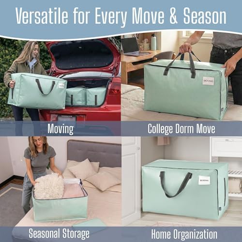 VENO 10 Pack Extra Large Heavy Duty Moving Bags with Wide Opening & Reinforced Handles, Reusable Storage Tote Bags with Strong Zippers for Clothes, College Dorm Essentials & Moving Supplies - Image 6