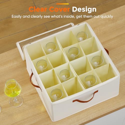 Foyego Wine Glass Storage Box, 2 Pack, Beige - Image 5