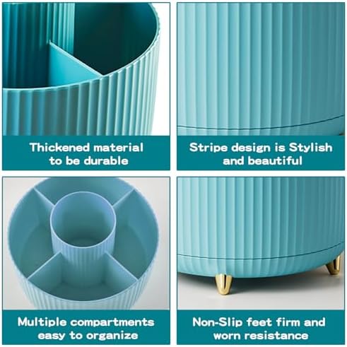 fanado 360° Rotate Makeup Brush Holder Organizer, Makeup Organizers Countertop, Makeup organization and Skincare Storage with Gift Box Packing for Vanity, Desktop, Bathroom (Blue) - Image 6