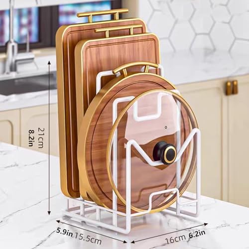 Multifunctional Cutting Board Organizer, Cutting Board Holder Rack Baking Cookie Pan Sheets Cooling Racks Storage Stand for Kitchen Cabinet -Divided Holder with 4 Slots (2PS Black) (2White) - Image 5