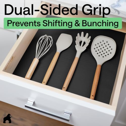 GORILLA GRIP Shelf Liner, Kitchen Drawer Protector, 17.5x240 Black - Image 4
