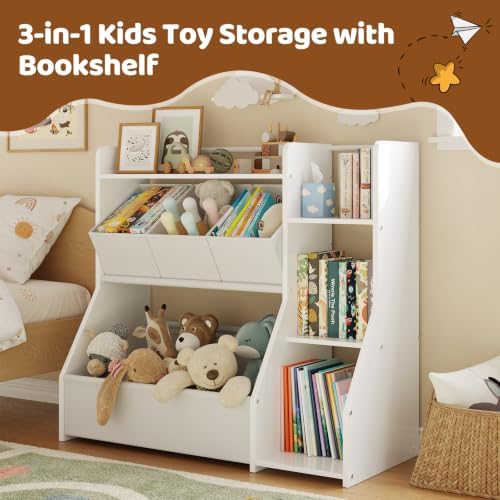 FOUCSSOMEI Kids Toy Storage Organizer with Bookshelf for Playroom & Nursery - Image 4