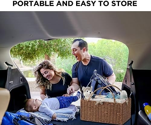 HBlife Baby Diaper Caddy Organizer, Paper Rope Storage Baskets Nursery Bin with Removable Divider, Portable Car Organizer for Diapers, Baby Shower Gifts, Newborn Essentials Must Haves - Image 6
