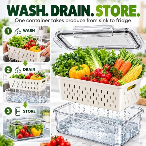 5 Pack Fruit Storage Containers for Fridge with Removable Colanders - Image 4