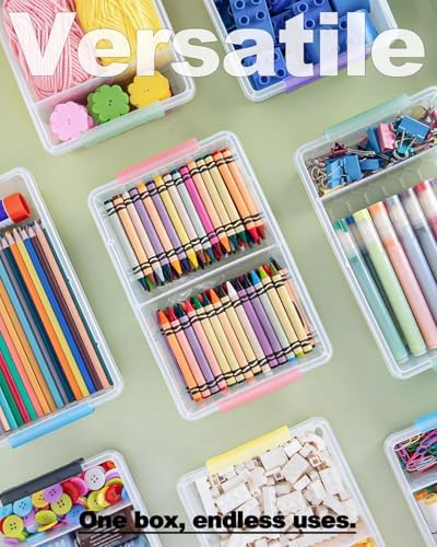 6 Pack Extra Large Pencil Box with Removable Divider, Thickened Pencil Case Bulk, Clear Crayon Marker Organizer Stackable Plastic Small Storage Containers for Pen Craft School Supplies (Multi) - Image 6