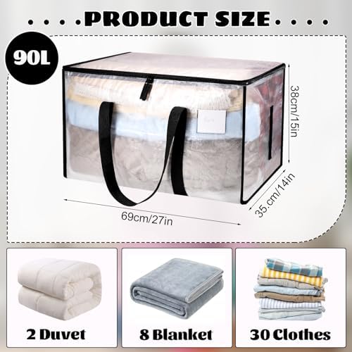 4 Pack 93L Extra Large Heavy Duty Clear Moving Bags 200LBS, Black Edges - Image 4