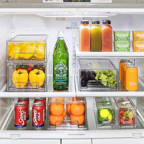 Sorbus Clear Stackable Storage Drawers for Refrigerator (Medium, 6 Pack) - Image 2