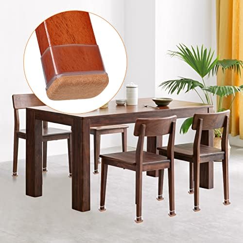 Ezprotekt 16 Pcs Rectangle Clear Silicone Chair Leg Floor Protectors with Felt, Rectangle Felt Furniture Leg Caps, Table Leg Covers Cups, Anti- Scratches and No Noise (Fit L :1.3-1.7", W: 0.9-1.2") - Image 6