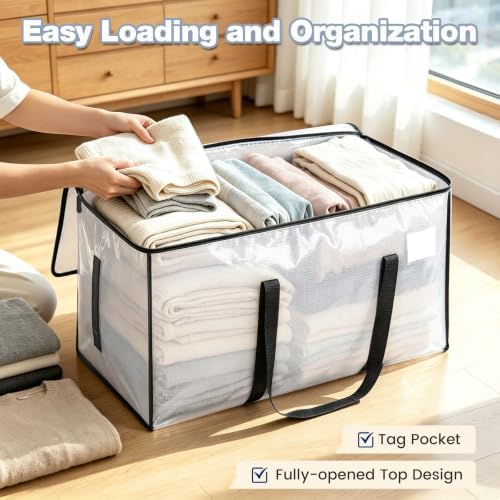 12 Pack Heavy Duty Waterproof Moving Bags, Foldable Totes - Image 3