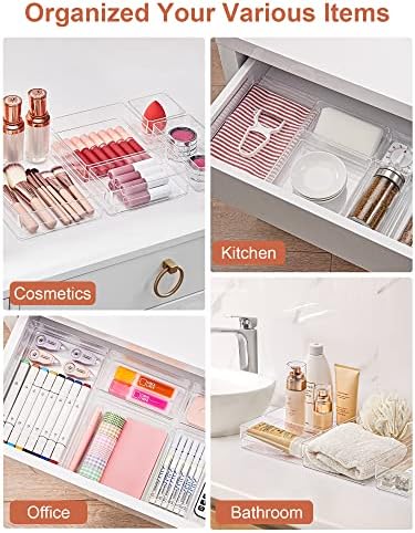 SMARTAKE 16 PCS Drawer Organizer, 5-Size Desk Bathroom Drawer Organizer - Image 6
