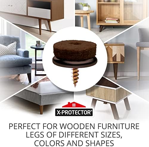 Screw-On Felt Furniture Pads X-Protector 24 PCS - 0.8” Premium Chair Glides - Image 2
