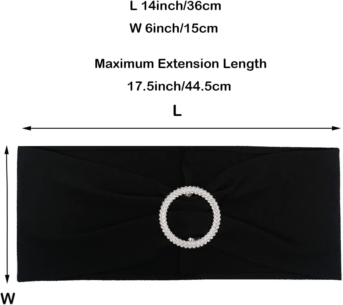 Spandex Chair Sashes Bands 30PCS Stretch Chair Ties Bows with Buckle Slider for Wedding Party Banquet Decoration (Black)…