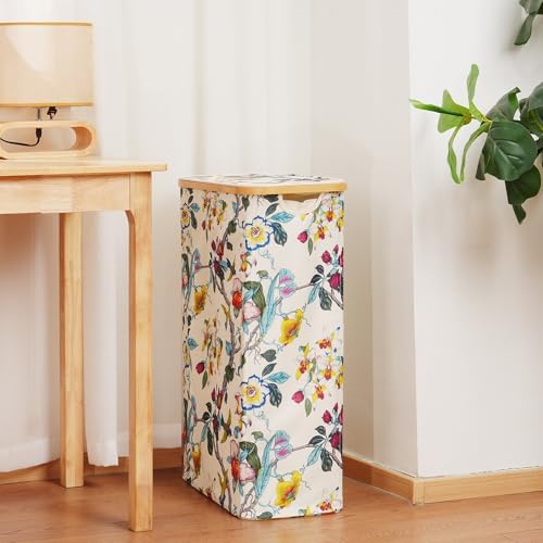 efluky Slim Laundry Hamper with Lid and Removable Bag, 75L Floral - Image 3