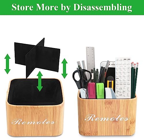 Square Leather Art Supply Organizer,Remote Control Holder with Removable Dividers,360°Rotatable Pencil Holders,4 Compartments Organizer for Office Supplies Storage Box(1-Beige) - Image 6