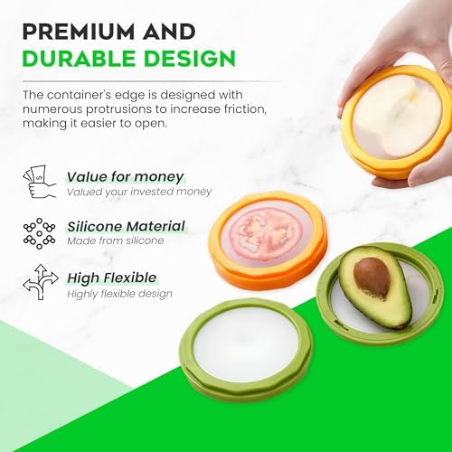 Avocado Saver and Onion Storage - Avocado Keeper Tomato Saver 4-Piece Set Silicone Food Storage Containers & Lemon Garlic Potatoes Saver - Reusable Fruit and Vegetable Storage Containers for Fridge - Image 4