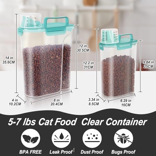 LEAWALK 3+5Lbs Airtight Dog Cat Pet Food Storage Container (Clear Blue) - Image 3
