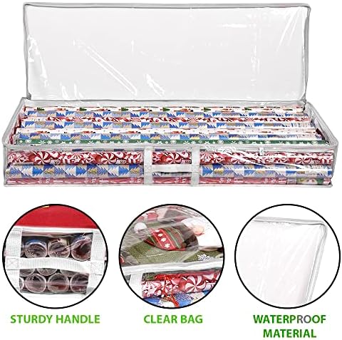 ProPik Wrapping Paper Storage Containers | Gift Wrap Organizer Under Bed 41”x14”x6” Fits 18-24 Rolls Fit Up to 40” Long Roll Wrap Storage Box Holder for Ribbon Bows and Accessories 2 Pack (White) - Image 3
