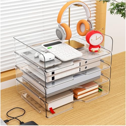 Paper Organizer Letter Tray, 4-Pack Acrylic File Organizer, Clear - Image 4