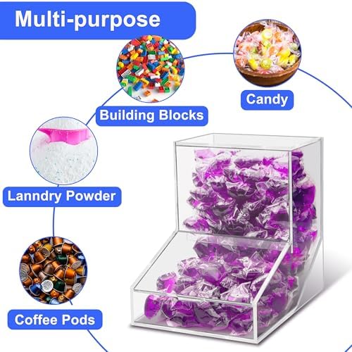 Laundry Pods Container with Spoon, Acrylic Candy Dispenser with 2 Lid, Dishwasher Pod Holder, Laundry Detergent Container, Laundry Organization for Laundry Room, kitchen, Office Used- Stand, 1pcs - Image 5