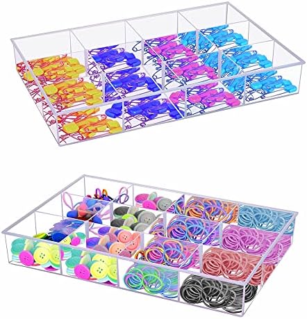 2 Pack Fixed 12 Grids Clear Plastic Organizer Sorting Tray by BangQiao