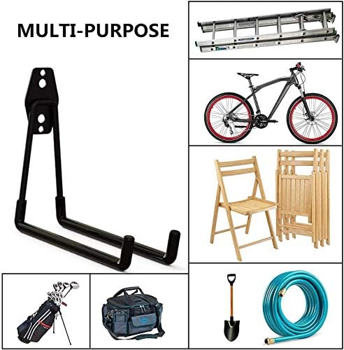 Garage Hooks, 4 Pack Wall Mount Storage Hanger with 2 Extension Cord Holder Organizer, Heavy-Duty 7.5 inch Long Hooks for Ladder, Ski, Sports, Utility, Garden Tool, Hose Storage Rack Organizer - Image 4