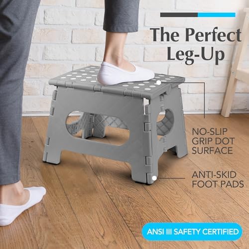 Handy Laundry Folding Step Stool 9 Inch, Grey, Non-Slip Holds 300 lbs - Image 2
