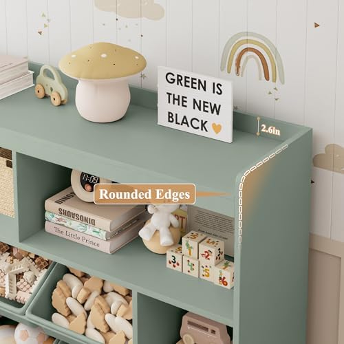 HORSTORS 55" W Toy Storage Organizer, Large Kids Bookshelf, Toy Box, Green - Image 7