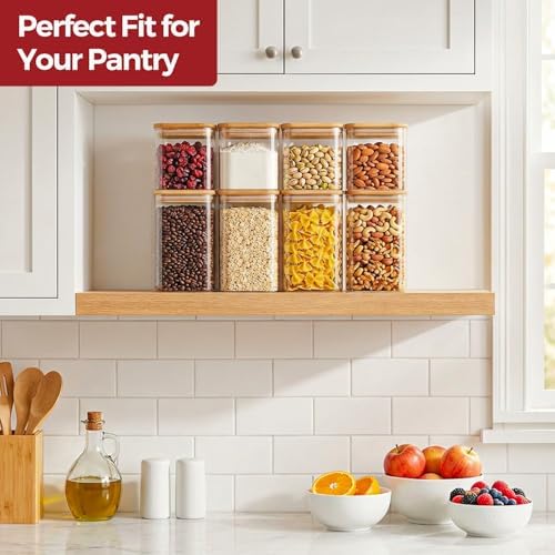 Glass Pantry Storage Containers with Lids 1/1.6 Qt 6 Pack Square - Image 5