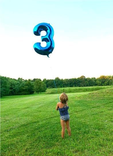 40 Inch Navy Blue 3 Large Number Balloon, 3 13 23 30 33 36 38Blue Birthday Party Decorations, Number Three Foil Balloons for Anniversary Party Graduations Celebration Supplies