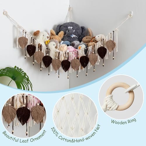 Pretty Jolly Stuffed Animal Hammock with Leaf Beads and Tassels - Image 2